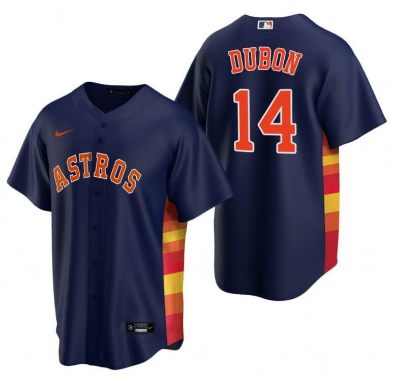 Men's Houston Astros #14 Mauricio Dubón Navy Cool Base Stitched Baseball Jersey